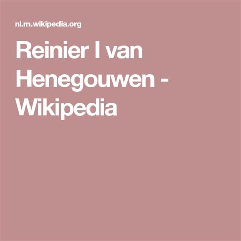 Van Henegouwen Family History .